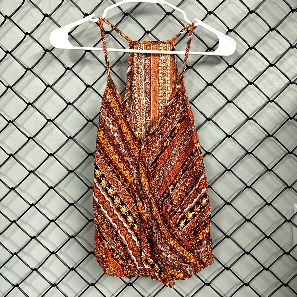 Orange and brown boho tank